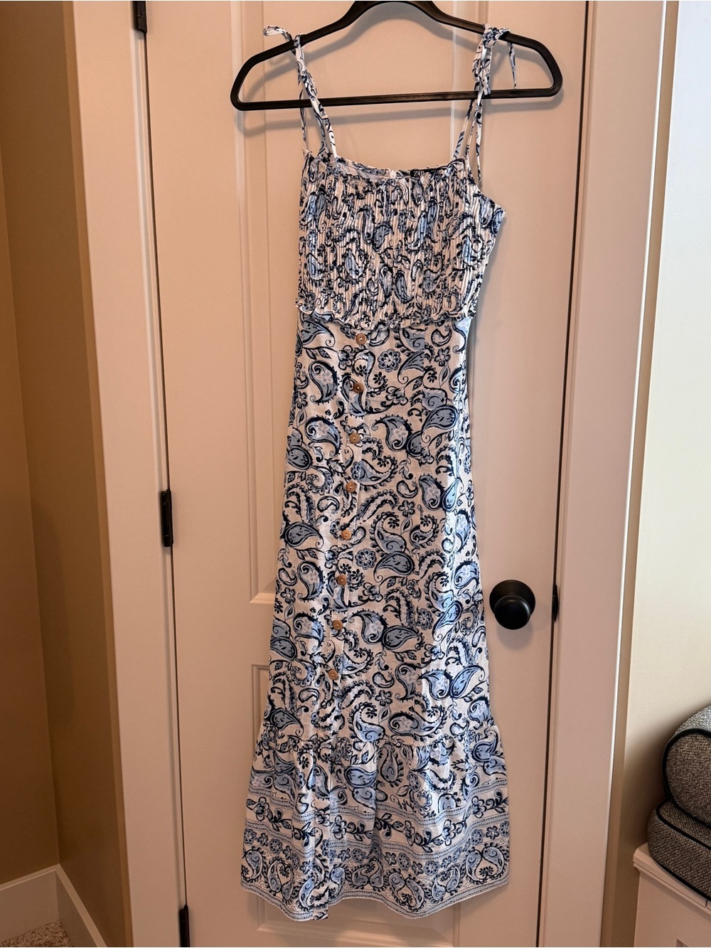 Zara blue and white button up dress